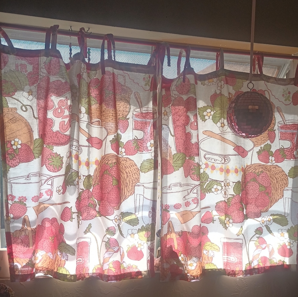 Urban Outfitters Sweet Strawberry Cafe Curtains